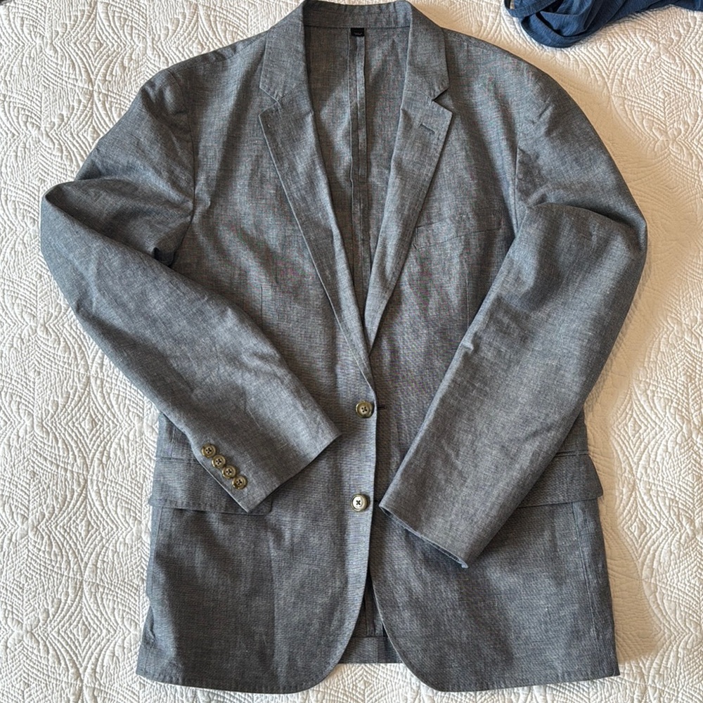 J. Crew Men's Gray Linen-Blend Sport Coat